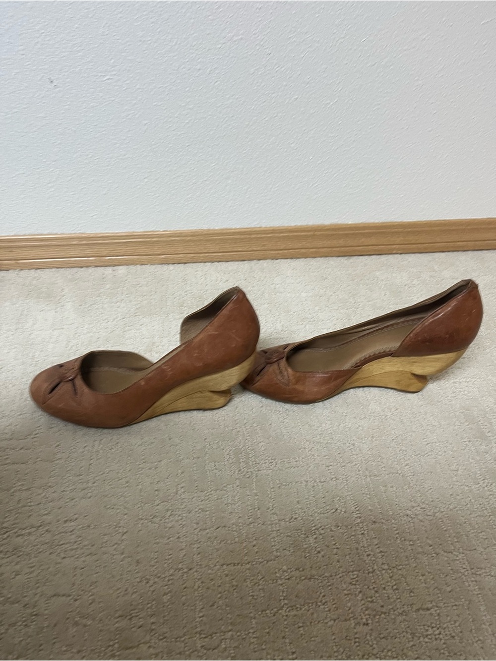 Miss Albright by Anthropologie tan leather wedge shoes women’s size 10B - Picture 6 of 7